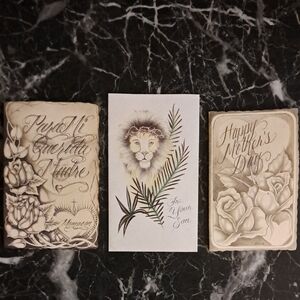 Set of Two VintageHand Drawn Inmate Mother's Day Cards. From 05, 07. Artist-Ruiz